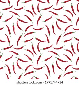 Vector seamless chili pepper pattern. An idea for decors, decorations, wallpapers, gifts, food themes.