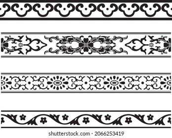 Ornamento nacional chino sin fisuras vectorial. Marco monocromo, bordes decorativos. Se puede utilizar para el deslizamiento de arena, el corte de trazos y láser
