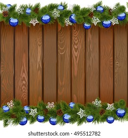 Vector Seamless Christmas Board with Blue Balls