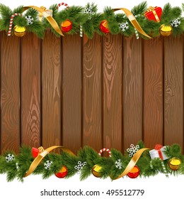 Vector Seamless Christmas Board with Decorations