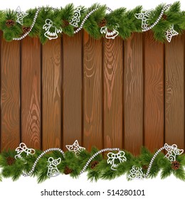 Vector Seamless Christmas Board with White Decorations