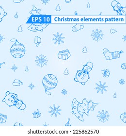 Vector seamless Christmas elements pattern. Winter theme.  Seamless pattern can be used for wallpaper, pattern fills, web page background, surface and fabric textures.