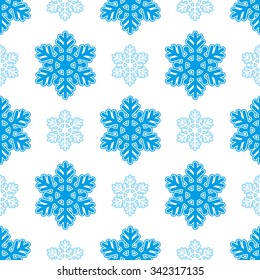 Vector seamless christmas holiday background from hand drawn snowflakes