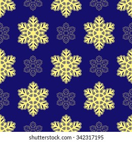 Vector seamless christmas holiday background from hand drawn snowflakes