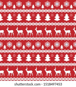 Vector seamless christmas and new year pattern in scandinavian style