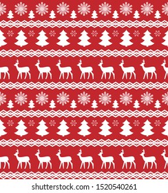 Vector seamless christmas and new year pattern in scandinavian style