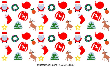 Vector seamless christmas new year pattern textille wallpaper wrapping funny design celebration gift