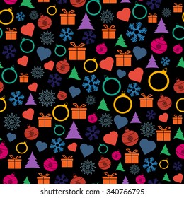 Vector seamless Christmas and New Year pattern. Holiday background. EPS.10 vector illustration.