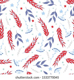 Vector Seamless Christmas and New Year`s pattern. Winter and Christmas elements. Wrap for gifts. Vector illustration. Doodle style.