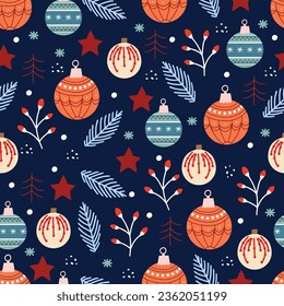Vector Seamless Christmas and New Year`s pattern. Winter and Christmas elements. Wrap for gifts. Vector illustration. Doodle style.