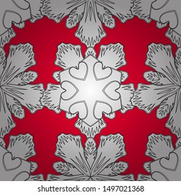 Vector seamless Christmas ornament pattern. Glittering background illustration in red, black and white colors.