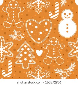 Vector seamless christmas pattern in brown background