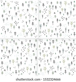 Vector Seamless Christmas pattern. Cartoon New Year background with christmas trees. Holiday Scandinavian seamless pattern. Winter background for fabric, textile, wallpaper, gift wrapping paper.