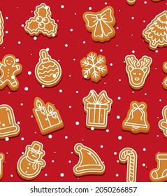 Vector seamless christmas pattern in cookies 