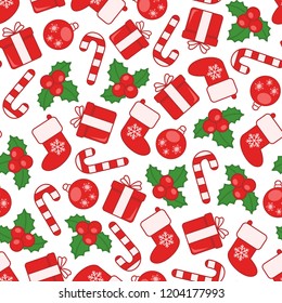 Vector seamless Christmas pattern. Christmas elements. Perfect for wrapping paper or fabric.