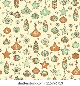 vector seamless Christmas pattern with fir tree toys,  fully editable eps 8 file with clipping mask and pattern in swatch menu