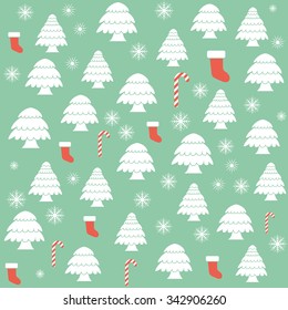 Vector seamless christmas pattern in flat style.