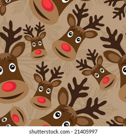 vector seamless christmas pattern with rudolph