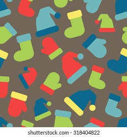 vector seamless christmas pattern with santa clothing. EPS