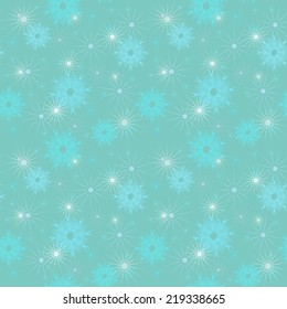 Vector seamless Christmas pattern with snowflakes in aquamarine