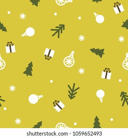 vector seamless christmas pattern with christmas trees and gifts