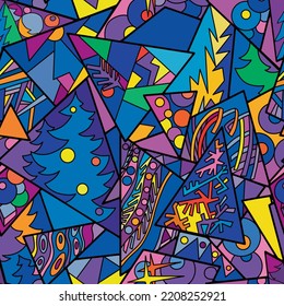 Vector seamless Christmas pattern of triangles.