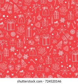 Vector seamless Christmas pattern. Xmas and winter.