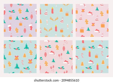Vector seamless Christmas patterns  - vector illustration, eps stock illustration
