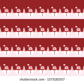 Vector Seamless Christmas Pixel Pattern in Snowmen