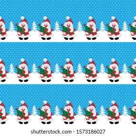Vector seamless christmas pixel pattern in santa claus