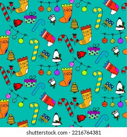 Vector seamless christmas symbol pattern