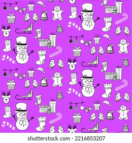 Vector seamless christmas symbol pattern, with stylish snowman
