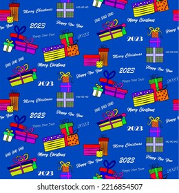 Vector seamless christmas symbol pattern, with stylish gift box