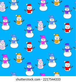 Vector seamless christmas symbol pattern, with stylish snowman
