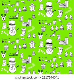 Vector seamless christmas symbol pattern, with stylish snowman, cookies man, gift