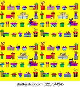 Vector seamless christmas symbol pattern, with stylish gift box
