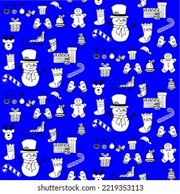 Vector seamless christmas symbol pattern, with stylish snowman, cookies man, gift