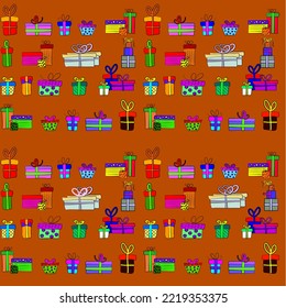 Vector seamless christmas symbol pattern, with stylish gift box