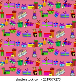 Vector seamless christmas symbol pattern, with stylish gift box