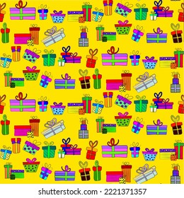 Vector seamless christmas symbol pattern, with stylish gift box