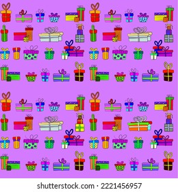 Vector seamless christmas symbol pattern, with stylish gift box