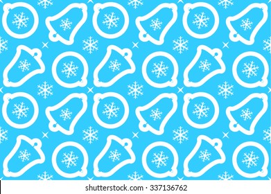 vector seamless christmas texture with bells, balls and snowflakes
