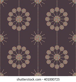 Vector Seamless Circle Pattern. Dotted pattern. Abstract Colorful background. Garlands of circles. Beads. Ethnic. Mosaic for textile, paper or ceramics. Vector Regular Texture