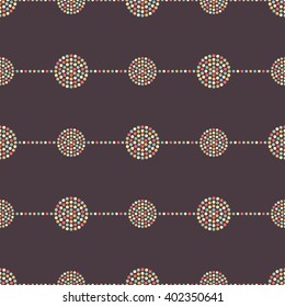 Vector Seamless Circle Pattern. Dotted pattern. Garlands of circles. Abstract colorful background. Ethnic background. Beads. Dots. Mosaic for textile, paper or ceramics. Vector Regular Texture