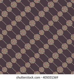 Vector Seamless Circle Pattern. Dotted pattern. Garlands of circles. Abstract colorful background. Ethnic background. Beads. Dots. Mosaic for textile, paper or ceramics. Vector Regular Texture
