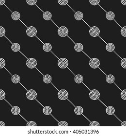 Vector Seamless Circle Pattern. Dotted pattern. Garlands of circles. Abstract Black and white background. Ethnic background. Beads. Dots. Mosaic for textile, paper or ceramics. Vector Regular Texture