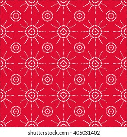 Vector Seamless Circle Pattern. Dotted pattern. Garlands of circles. Abstract monochrome Red background. Ethnic background. Dots. Mosaic for textile or wrapping paper. Vector Regular Texture