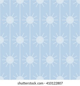 Vector Seamless Circle Pattern. Dotted pattern. Garlands of circles. Abstract monochrome Blue background. Ethnic background. Beads. Dots. Mosaic for textile or wrapping paper. Vector Regular Texture