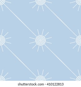 Vector Seamless Circle Pattern. Dotted pattern. Garlands of circles. Abstract monochrome Blue background. Ethnic background. Beads. Dots. Mosaic for textile or wrapping paper. Vector Regular Texture