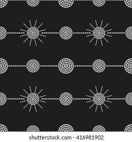 Vector Seamless Circle Pattern. Dotted pattern. Garlands of circles. Abstract Black and white background. Ethnic background. Beads. Dots. Mosaic for textile or wrapping paper. Vector Regular Texture